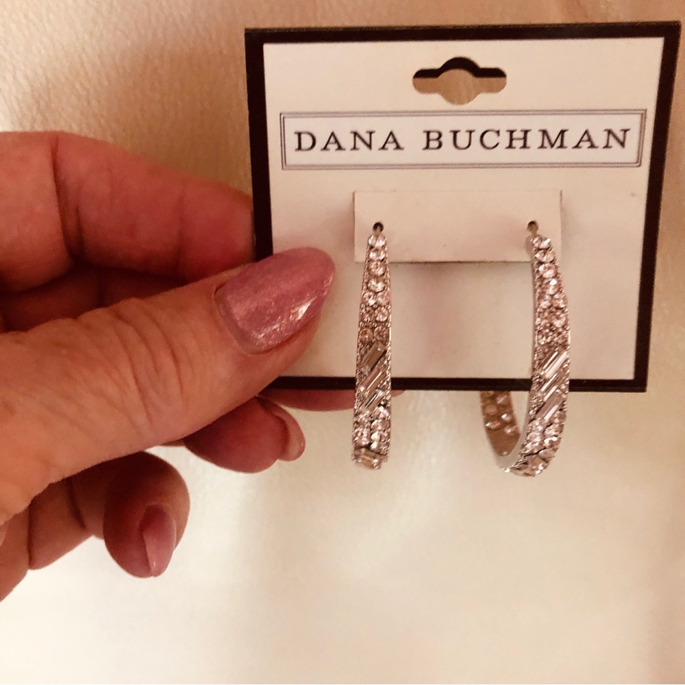 Dana Buchman Sparkling Silver Hoop Earrings